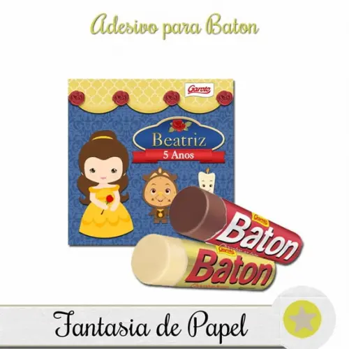 ADESIVO PARA BATON BELA E A FERA CUTE