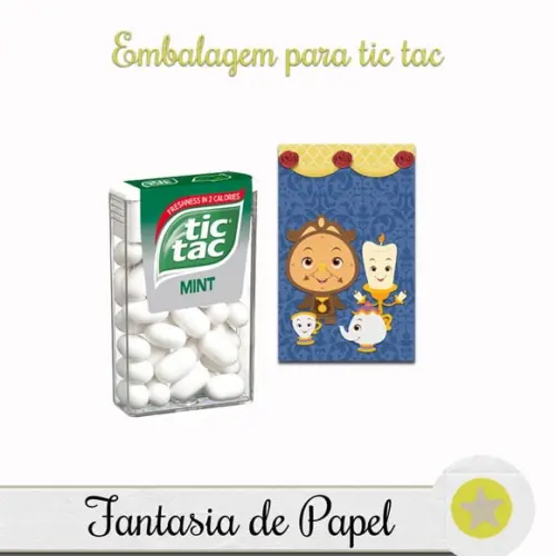 Embalagem para Tic Tac Bela e Fera Cute