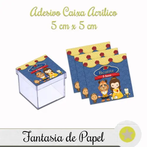 ADESIVO CAIXA ACRÍLICA BELA E FERA CUTE