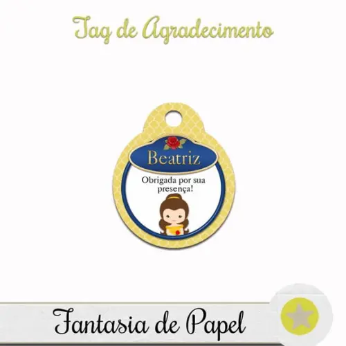 TAG DE AGRADECIMENTO BELA E A FERA CUTE