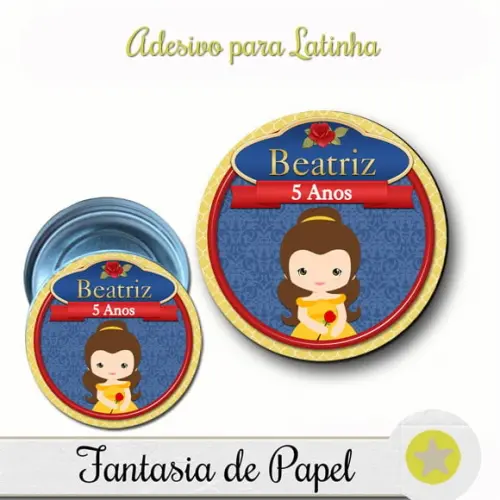 ADESIVO PARA LATINHA BELA E A FERA CUTE