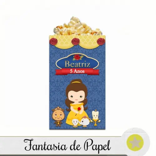 CAIXA PIPOCA/CACHEPÔ BELA E A FERA CUTE