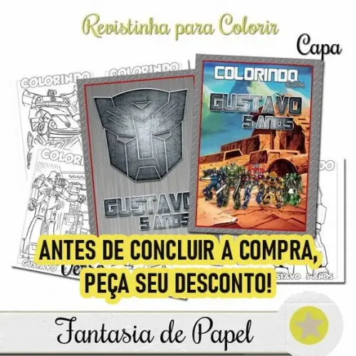 Revistinha para Colorir Transformers 20x14,5