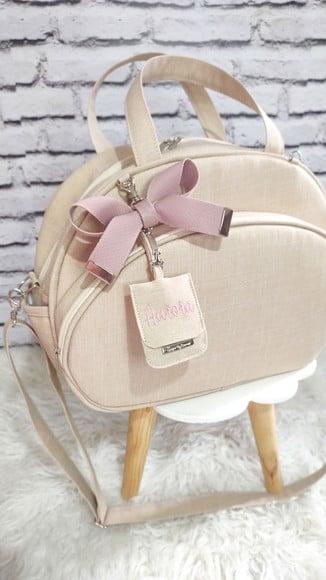Bolsa Maternidade G Areia (creme) Tom Neutro e Detalhes Rose