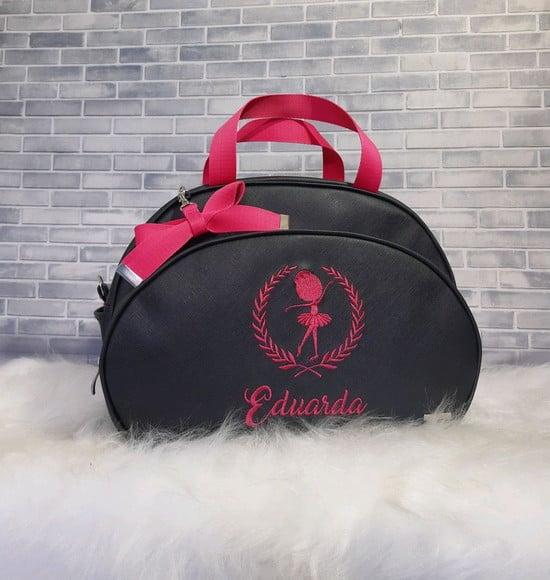 Bolsa Maternidade Grande preta e pink