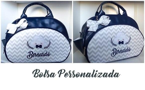 Bolsa Maternidade Grande Chevron (Elefantinho) Azul Marinho