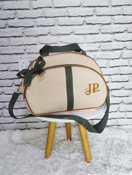 Bolsa Maternidade Linho Aveia e Verde Musgo Tema Safari