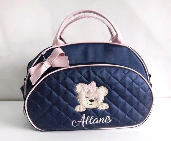 Bolsa Maternidade Menina Azul Marinho (ursinha)