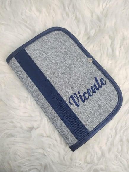 Capinha De Vacina, Porta Documentos (cinza E Azul Marinho)