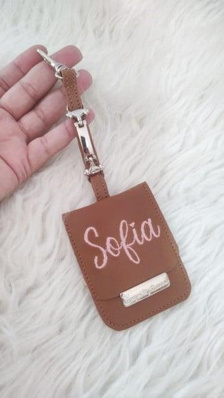 Chaveiro Bolsa Maternidade (tag Birdao) Caramelo e Rose