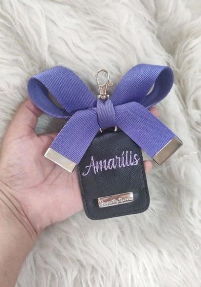 Chaveiro com Laço Bolsa Maternidade Preto e Roxo