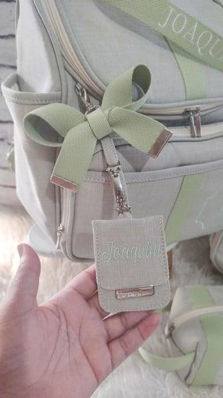 Kit Chaveiro Bolsa Maternidade Personalizados Verde Bebe