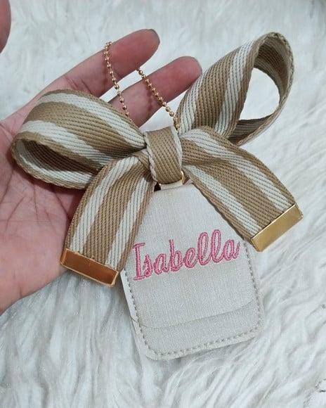 Kit de 3 Chaveiros Bege e Rosa com Ferragens Douradas