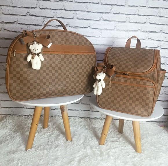 Kit Mala Maternidade e Mochila 2 em 1 Marrom e Caramelo