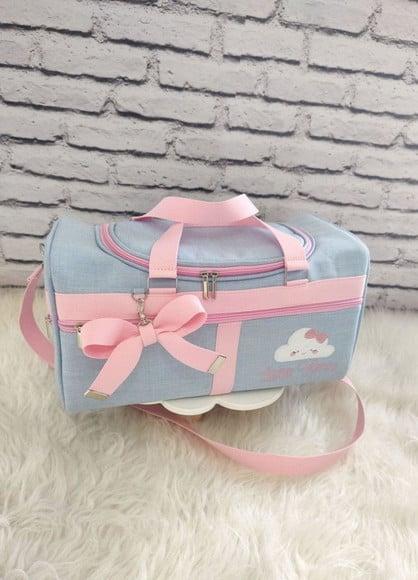 Kit Maternidade Bolsas no Linho Luxo Azul Bebê e Rosa Bebê