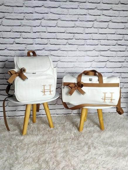 Kit Maternidade Branco com Detalhes Caramelo ( Tema Safari