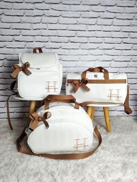 Kit Maternidade Branco com Detalhes Caramelo ( Tema Safari