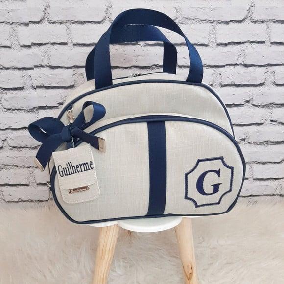 Kit Maternidade Coleção Linho Luxo Mochila 2 em 1 e Bolsa G