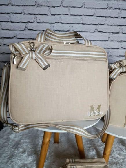 Kit Maternidade Linho Aveia Detalhes Bege +necessaire Brinde