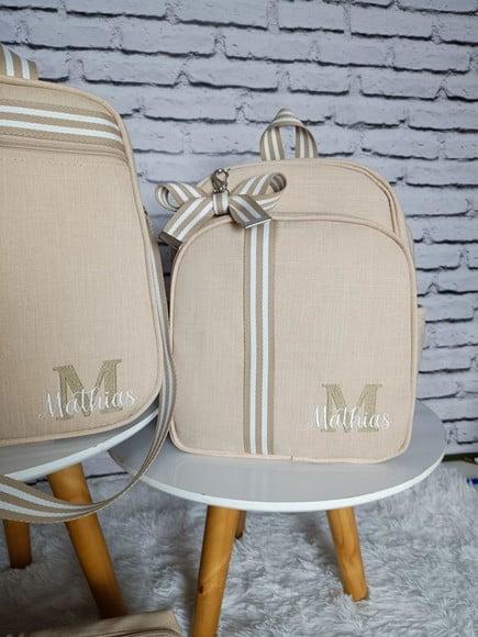 Kit Maternidade Linho Aveia Detalhes Bege +necessaire Brinde