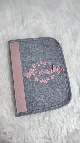 Kit Maternidade Linho Cinza e Rose (saquinhos/ Necessaire E)