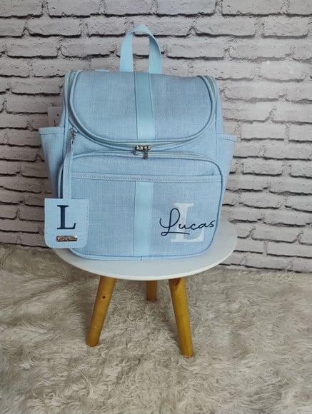 Kit Maternidade Linho Luxo Azul Bebê + Necessaire de Brinde