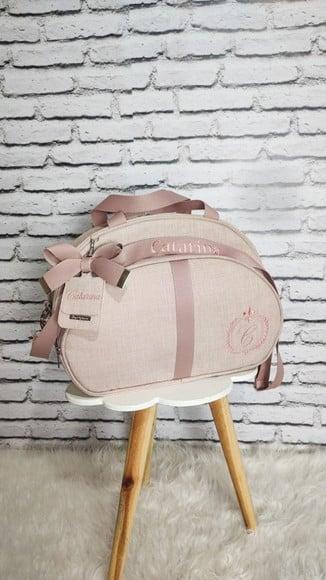 Kit Maternidade Linho Luxo Rose (mala de Rodinhas))