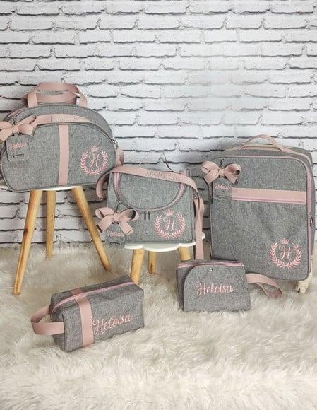 Kit Maternidade Linho Luxo Rose (mala de Rodinhas))