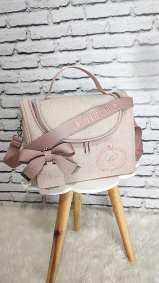 Kit Maternidade Linho Luxo Rose (mala de Rodinhas))