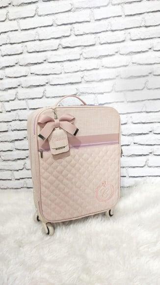 Kit Maternidade Linho Luxo Rose (mala de Rodinhas))