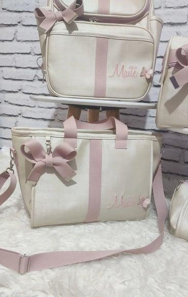 Kit Maternidade Linho Luxo Rose e Bege