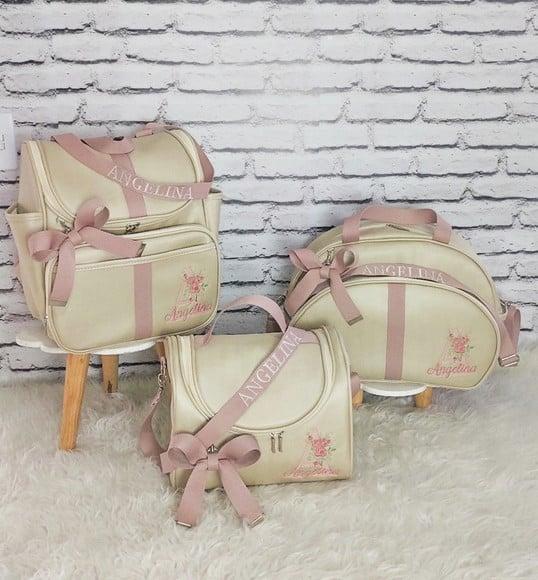 Kit Maternidade Luxo Bege (champagne) Perolizado com Rose