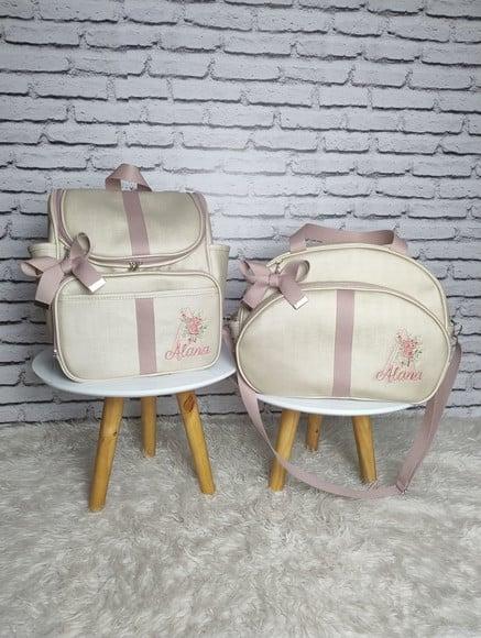 Kit Maternidade Personalizado Bege e Detalhes Rose