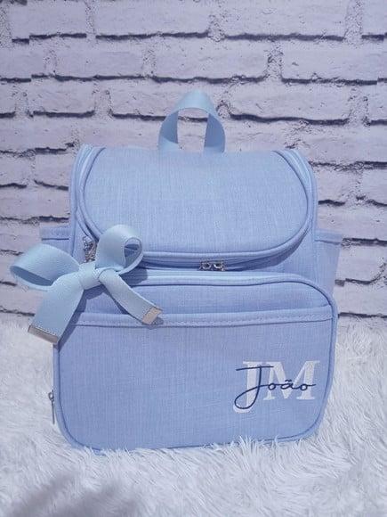 Kit Maternidade Personalizado Linho Azul Bebê Personalizado