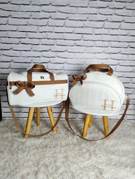 Kit Maternidade Personalizado Branco com Detalhes Caramelo