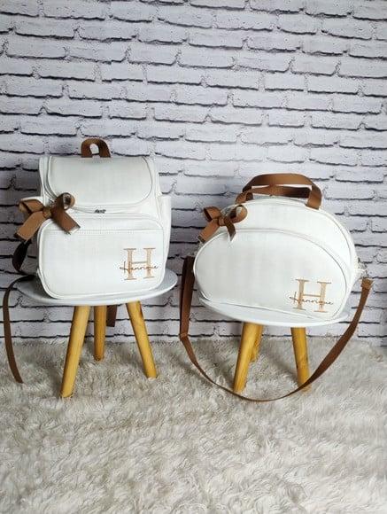 Kit Maternidade Personalizado Branco com Detalhes Caramelo