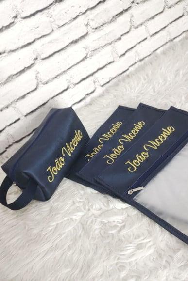 Kit Maternidade Saquinhos e Necessaire ( Sintético Azul