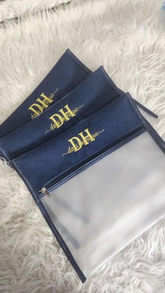 Kit Maternidade Saquinhos e Necessaire Linho Azul Marinho