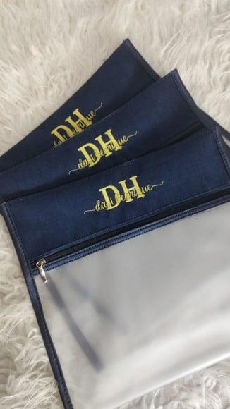 Kit Maternidade Saquinhos e Necessaire Linho Azul Marinho