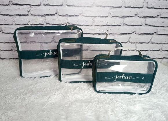 Kit Organizadores de Mala Maternidade Linho Verde e Branco