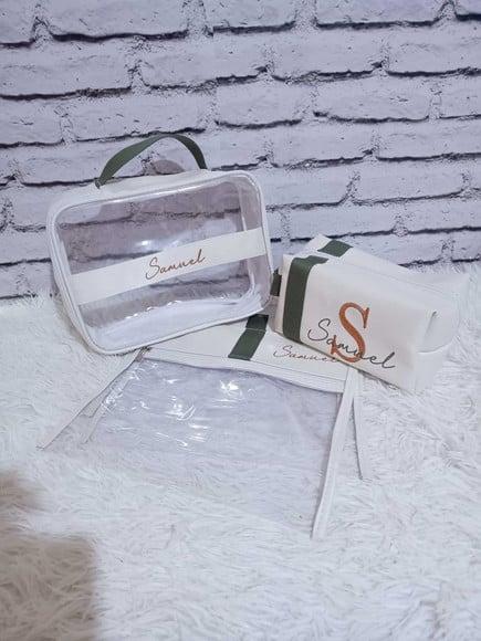 Kit Saquinhos + 1 Malinha Cristal m + Nécessaire Branco