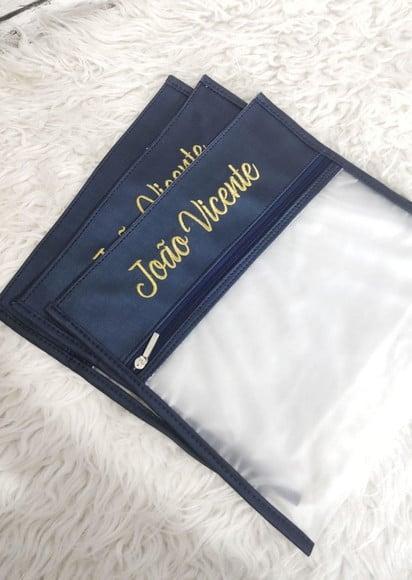 Kit Saquinhos Maternidade Personalizado ( Sintético Azul )
