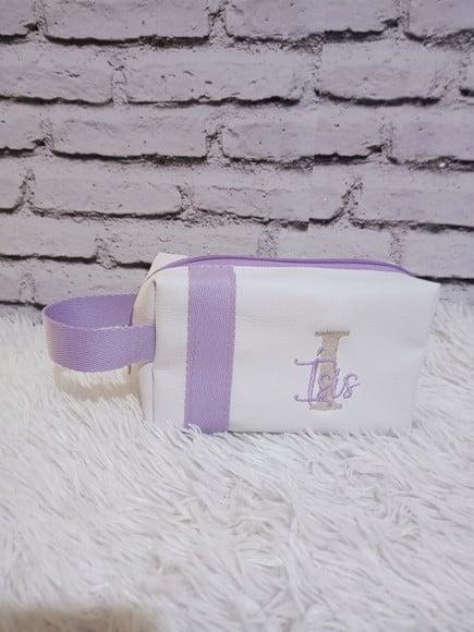 Kit Saquinhos, Porta Documentos Nécessaire Branco com Lilas