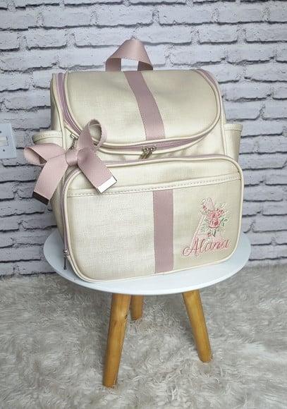 Mochila (maternidade) 2 em 1 Bege Perolizado e Rose
