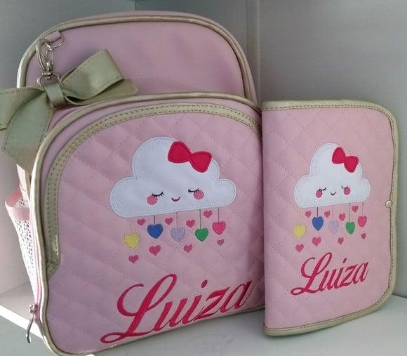 Mochila + Capinha de vacina Nuvem ( chuva de bençãos)