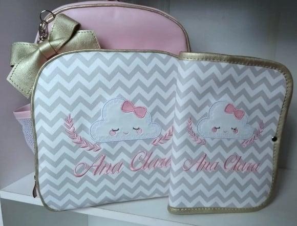 Mochila + Capinha de vacina Nuvem ( Chevron)