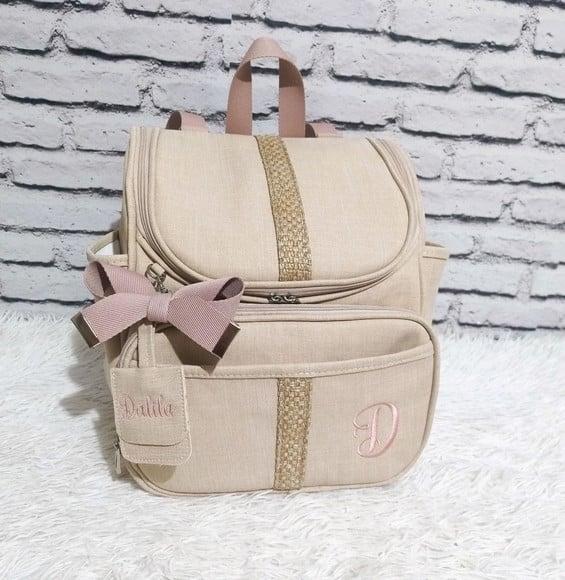 Mochila 2 em 1 Linho Aveia Destelhes Tresse e Rose