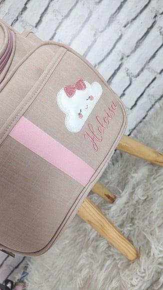 Mochila 2 em 1 Linho Luxo Rose e Rosa (tema Nuvem)