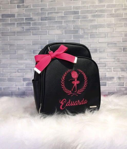 Mochila Maternidade (preta E Pink) Bailarina