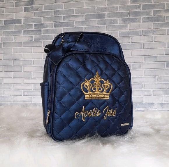Mochila Maternidade Azul Marinho (tema Coroa)